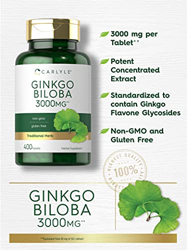 Carlyle Ginkgo Biloba 3000mg | 400 Tablets | Non-GMO, Gluten Free Carlyle uk supplements