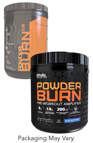 Rivalus Powder Burn 2.0 Pre Workout Supplement, Blue Raspberry, 0.89 Pounds Rivalus uk supplements