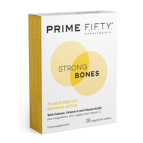 Prime Fifty Strong Bones Supplements – 28 Multivitamin Tablets with Calcium, Magnesium FutureYou Cambridge uk supplements