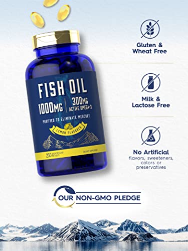 Fish Oil 1000mg | 300mg Omega 3 | 250 Count | Non-GMO and Gluten Free Supplement Carlyle uk supplements