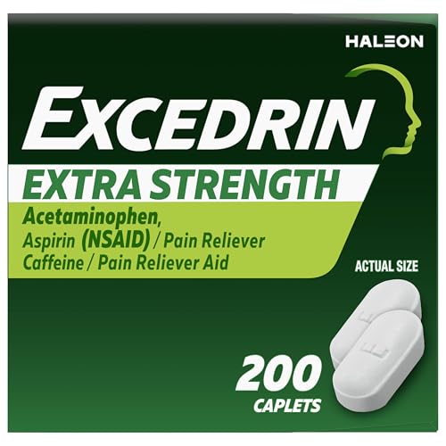 Excedrin Extra Strength Pain Relief Caplets for Headache Relief, Acetaminophen 250mg, Aspirin 250mg, Caffeine 65mg, Pain Reliever, 200 Count Excedrin uk supplements