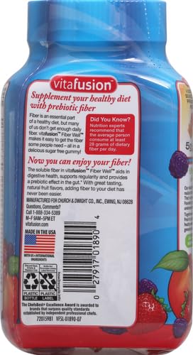 Vitafusion Fiber Well Sugar Free Fiber Supplement, Peach, Strawberry And Blackberry Vitafusion uk supplements