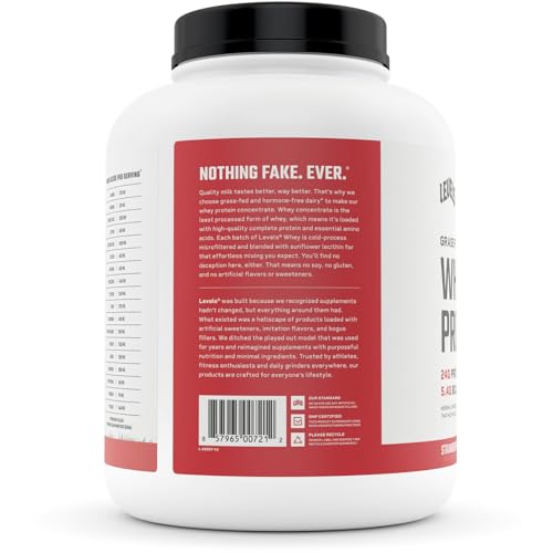 Levels Grass Fed 100% Whey Protein, No Hormones, Strawberry, 5LB Levels Nutrition uk supplements