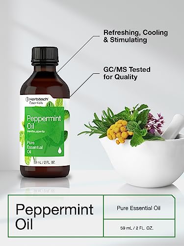 Horbaach Peppermint Oil | 2 fl oz | Pure Essential Spray | for Massage, Bath & Diffusers | Non-GMO Horbäach uk supplements
