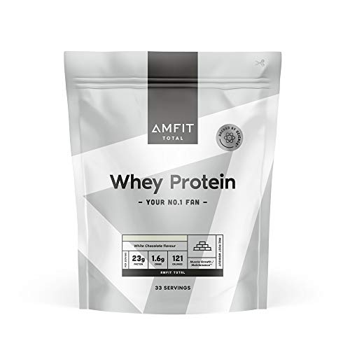 Amazon Brand - Amfit Nutrition Whey Protein Powder, White Chocolate Flavour, 33 Servings, 1 kg Amfit Nutrition uk supplements
