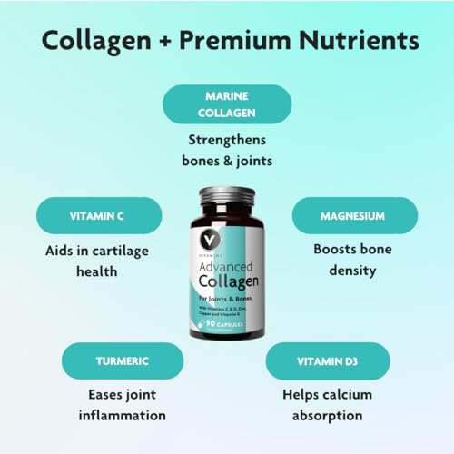 Premium Advanced Collagen Complex for Joint and Bone Health – High Strength Marine Collagen with Vitamin D3 V Vitamini uk supplements