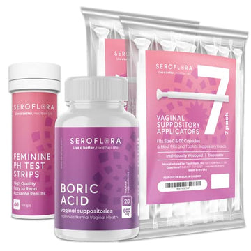 Boric Acid Vaginal Suppositories (28ct) with Disposable Vaginal Suppository Applicators (14ct) Seroflora uk supplements