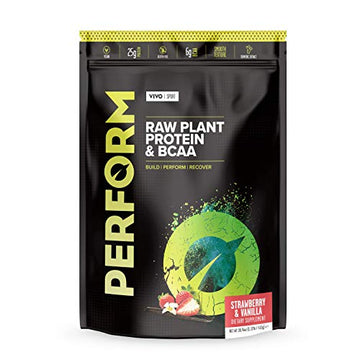 Vivo Life Perform Strawberry & Vanilla Flavour Vegan Protein Powder - BCAA Pea & Hemp Blend Vivo life uk supplements