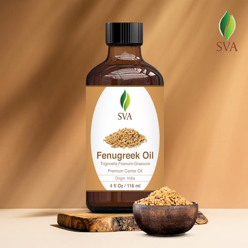 SVA Fenugreek Oil 4oz (118ml) Premium Carrier Oil with Dropper for Hair Care, Hair Oiling, Scalp Massage SVA ORGANICS uk supplements
