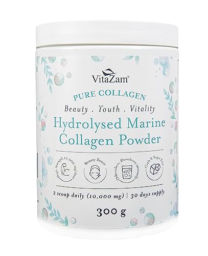 Vitazam Pure Marine Collagen Powder - 100% Hydrolysed Collagen Peptides for Hair Skin and Nails VitaZam uk supplements