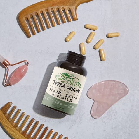 TERRA ORIGIN Healthy Hair, Skin and Nails Supplement | Collagen, Biotin, Horsetail & B-Complex | Supports Hair Strength, Skin Elasticity & Nail Growth | Vitamins for Women and Men | 60 Capsules TERRA ORIGIN uk supplements
