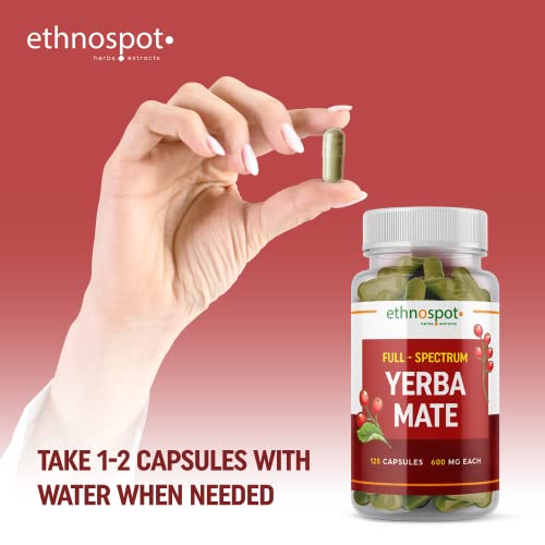Full Spectrum Yerba Mate Capsules - Boosts Energy & Mental Focus - Supports Health Ethnospot uk supplements