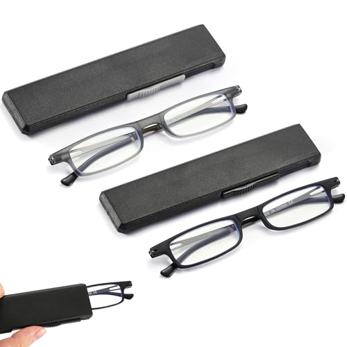 TOVEEN 2 Pack Compact Reading Glasses Anti Blue Light UV, Ultra-thin Slim TR90 Readers TOVEEN uk supplements