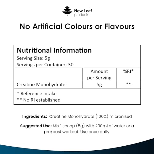 Creatine Monohydrate Powder 100% Pure Micronized Creatine - 150g Increased Absorption NEW LEAF PRODUCTS uk supplements