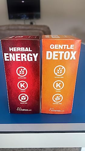 Total Tea Detox Tea & Energy Tea Set - 25 Day Detox Tea - Herbal SIim Tea Total Tea uk supplements
