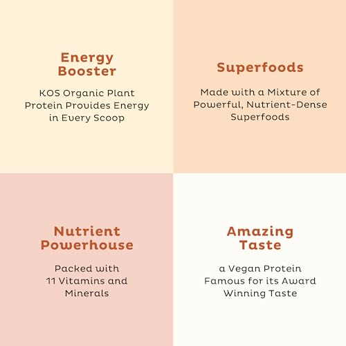 KOS Organic Vegan Protein Powder with 50mg Caffeine, Salted Caramel Coffee KOS uk supplements