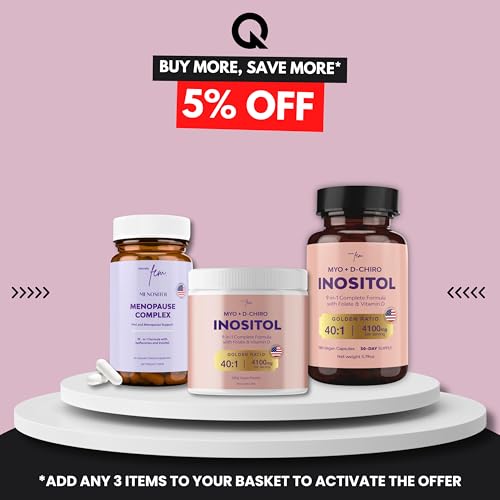 Inositol FEM Menositol 19-in-1 60Caps, Perimenopause & Menopause Supplements for Women Weight Loss with Myo-Inositol, D-chiro and Isoflavones, Control Metabolic Health, 100% Natural, Hormone, SoyFree QSTA uk supplements