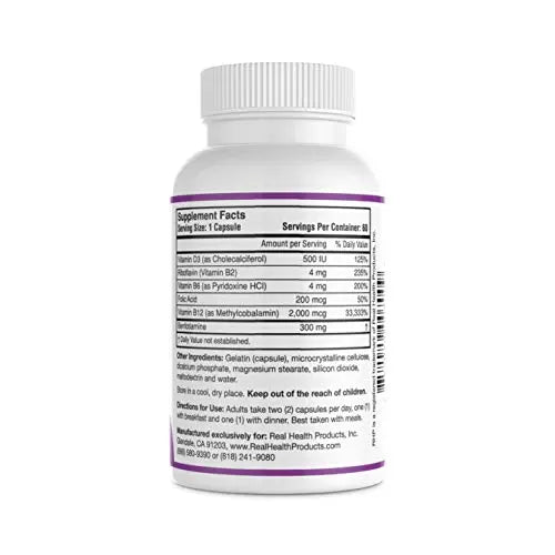 RHP Nerve Support Formula. Nutritional Support of Neuropathy, Nerve Relief from Aches, Nerve Pain & Discomfort. B-Complex with Benfotiamine and Methyl B12. 120 Capsules RHP uk supplements