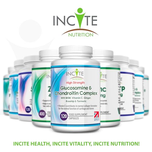 Glucosamine and Chondroitin High Strength Complex with MSM, Vitamin C, Ginge Incite Nutrition uk supplements