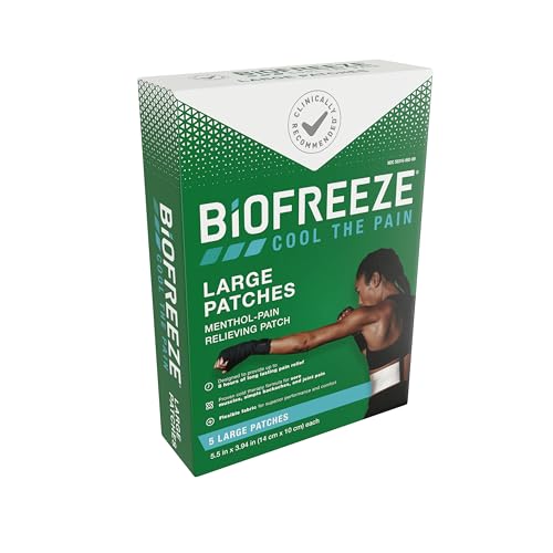 Biofreeze Menthol Pain Relieving Patches (5 Patches Per Box) Up To 8 Hours Of Pain Relief From Sore Muscles, Arthritis, Backaches, Spains, Bruises, Strains And Joint Pain (Package May Vary) Biofreeze uk supplements
