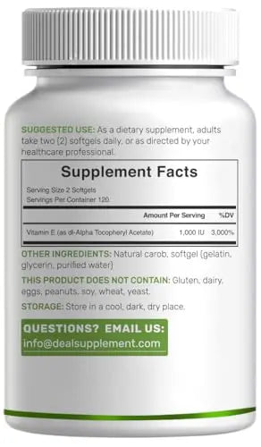 Vitamin E Supplements, 1,000 IU Per Serving, 240 Softgels – Extra Strength Antioxidant Protection – Bioavailable Stable Form DEAL SUPPLEMENT uk supplements