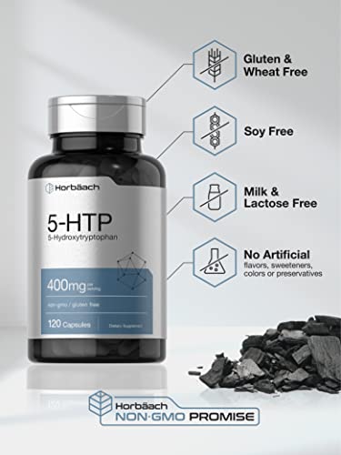 5HTP 400mg | 120 Capsules | 5-HTP Extra Strength Supplement | Non-GMO, Gluten Free Horbäach uk supplements