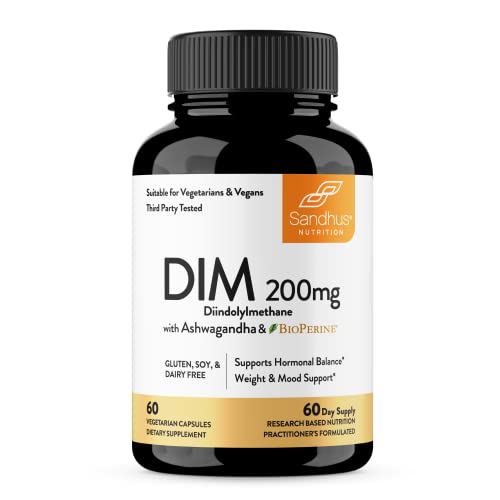 Sandhu's DIM Supplement 200 mg -60 Capsules - Diindolymethane with Ashwagandha Sandhu's uk supplements