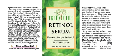 Tree of Life Retinol Serum for Face w/Hydrating Hyaluronic Acid for Wrinkle Soothing Tree of Life Beauty uk supplements