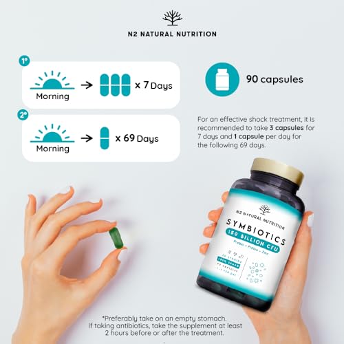 Probiotics 150 Billion CFU - 20 Strains with Prebiotics & Zinc. Highest Concentration N2 Natural Nutrition uk supplements
