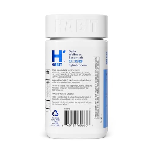 Habit Stress Relief Supplement (60 Capsules) - New Look, Supports Relaxation & Mood Balance, Vitamin B, Adaptogens, Lemon Balm, Calming, Vegan, Non-GMO (1 Pack) H' Habit uk supplements
