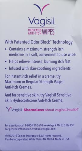 Vagisil Anti-Itch Medicated Feminine Intimate Wipes for Women, Maximum Strength, Gynecologist Tested Vagisil uk supplements