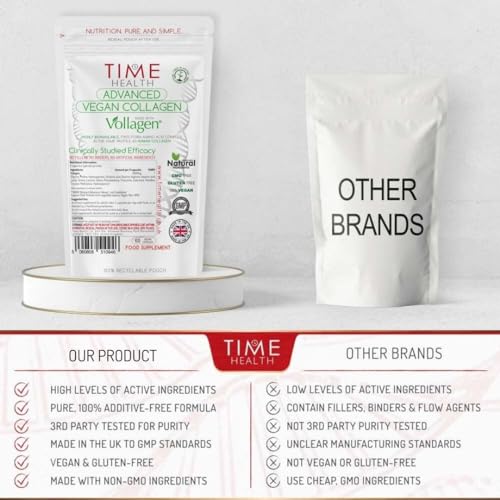 Vollagen® Advanced Vegan Collagen - 18 Amino Acid Complex in Ratio of Collagen Time Health uk supplements