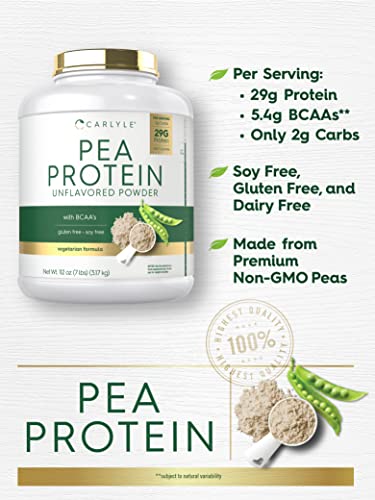 Carlyle Pea Protein Powder with BCAA'S 7lb | Unflavored | 29G Protein | Non-GMO, Gluten Carlyle uk supplements