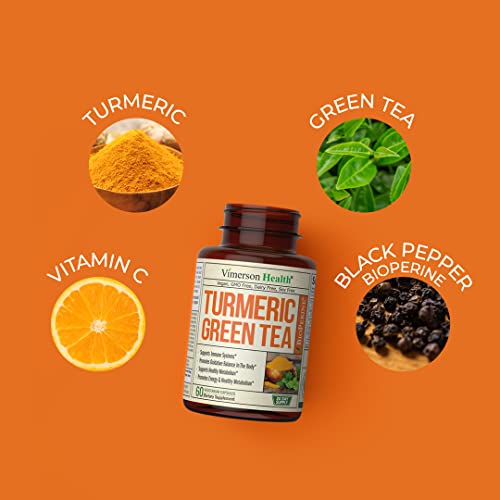 Green Tea Extract Capsules - Green Tea Supplement with Organic Turmeric Curcumin Vimerson Health uk supplements