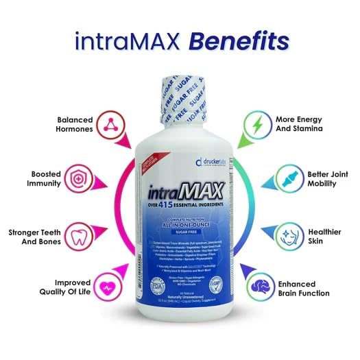intraMAX Drucker Labs Organic Sugar-Free All-in-One Performance Liquid Multivitamin for Men & Women | Non-GMO, Gluten & Dairy Free | with Magnesium, Zinc, Vitamins D, C & E | 32 oz intraMAX uk supplements