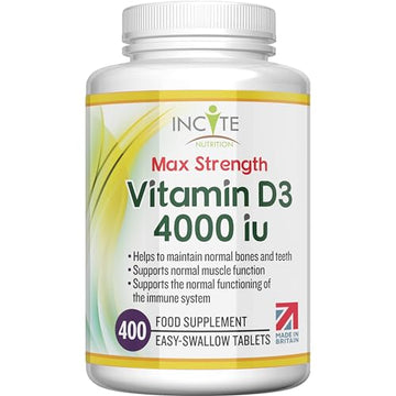 Vitamin D3 4000 iu - Vitamin D Tablets - 1 Year Supply Tablets - Vegetarian - Vitamin D Incite Nutrition uk supplements