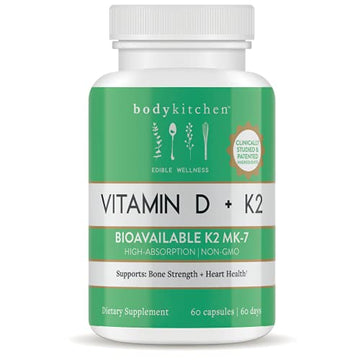 Body Kitchen Vegan Plant-Based Vitamin D3 + K2 (MK7) Supplement, Bone and Heart Body Kitchen uk supplements