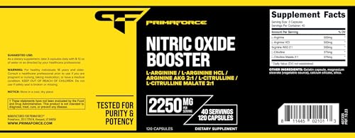 Primaforce Nitric Oxide Booster (2,250mg, 120 Capsules) - 40 Servings of Our High Potency Primaforce uk supplements