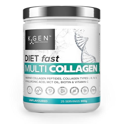 K-GEN Multi Collagen Peptides Powder Hydrolyzed Grass Fed Bovine, Wild Caught Marine | Advanced Diet Collagen Types I, III, IV & V Hyaluronic K GEN ketogenic enhancement uk supplements