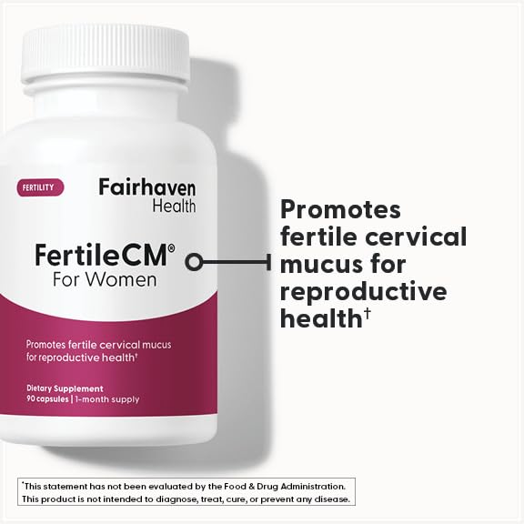 Fairhaven Health FertileCM Fertility Supplement for Women, Capsules - Fertile Cervical Mucus, Ovulation Cycle, Includes L-Arginine, N-Acetyl-Cysteine, Grape Seed Extract and Vitamin C - 90 Capsules Fairhaven Health uk supplements