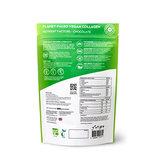 Planet Paleo Vegan Collagen (Chocolate, 255g) - Vegan Collagen Powder - High Protein Planet Paleo uk supplements