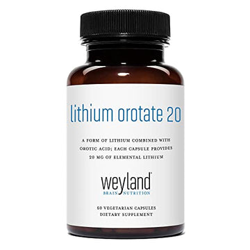Lithium Orotate 20mg (1 Bottle), 60 Vegetarian Capsules, Lithium Supple Weyland Brain Nutrition uk supplements