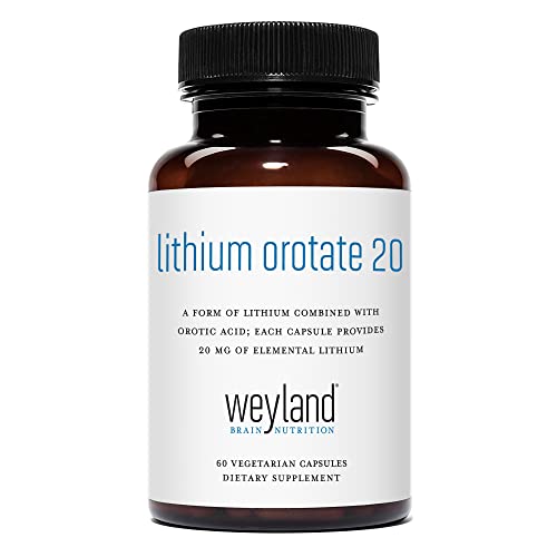 Lithium Orotate 20mg (1 Bottle), 60 Vegetarian Capsules, Lithium Supple Weyland Brain Nutrition uk supplements
