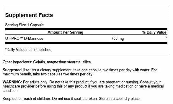Swanson D-Mannose 700 Milligrams 60 Capsules Swanson uk supplements