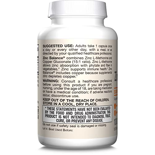 Jarrow Formulas Zinc Balance 15 mg - 100 Servings (Veggie Caps) - Zinc with Copper - Essential Minerals for Immune System Support - Immune Support Supplement - Gluten Free Copper Supplement, Vegan Jarrow Formulas uk supplements