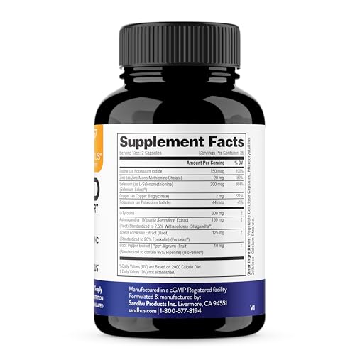 Sandhu's Thyroid Support Complex with Iodine Supplement|60 Capsules, 30 Days Supply Sandhu's uk supplements