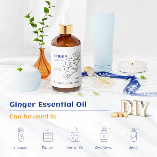 HIQILI Pure Ginger Essential Oil 3.38 Fl Oz, Pure Natural Premium Ginger Oil for Massage HIQILI uk supplements