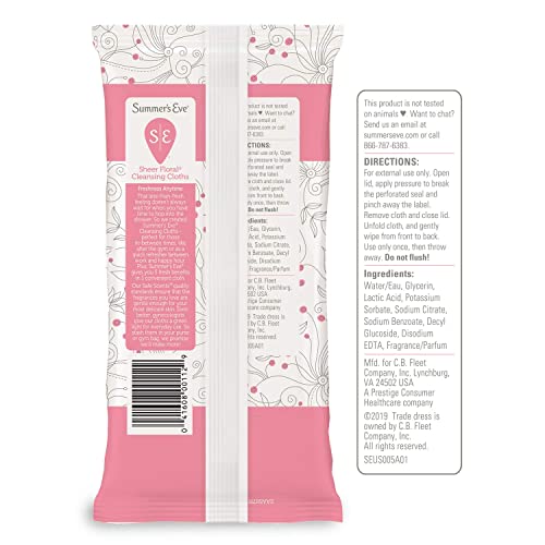 Summer's Eve Sheer Floral Daily Refreshing Feminine Wipes, Removes Odor, pH balanced Summer's Eve uk supplements