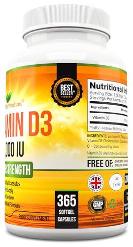 Vitamin D 4,000 IU Softgels, Maximum Strength Vitamin D3 Supplement, 365 Easy to Swallo Vita Premium uk supplements