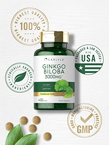 Carlyle Ginkgo Biloba 3000mg | 400 Tablets | Non-GMO, Gluten Free Carlyle uk supplements